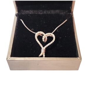 Icon Heart Diamond Sterling Silver Pendant Necklace EUC